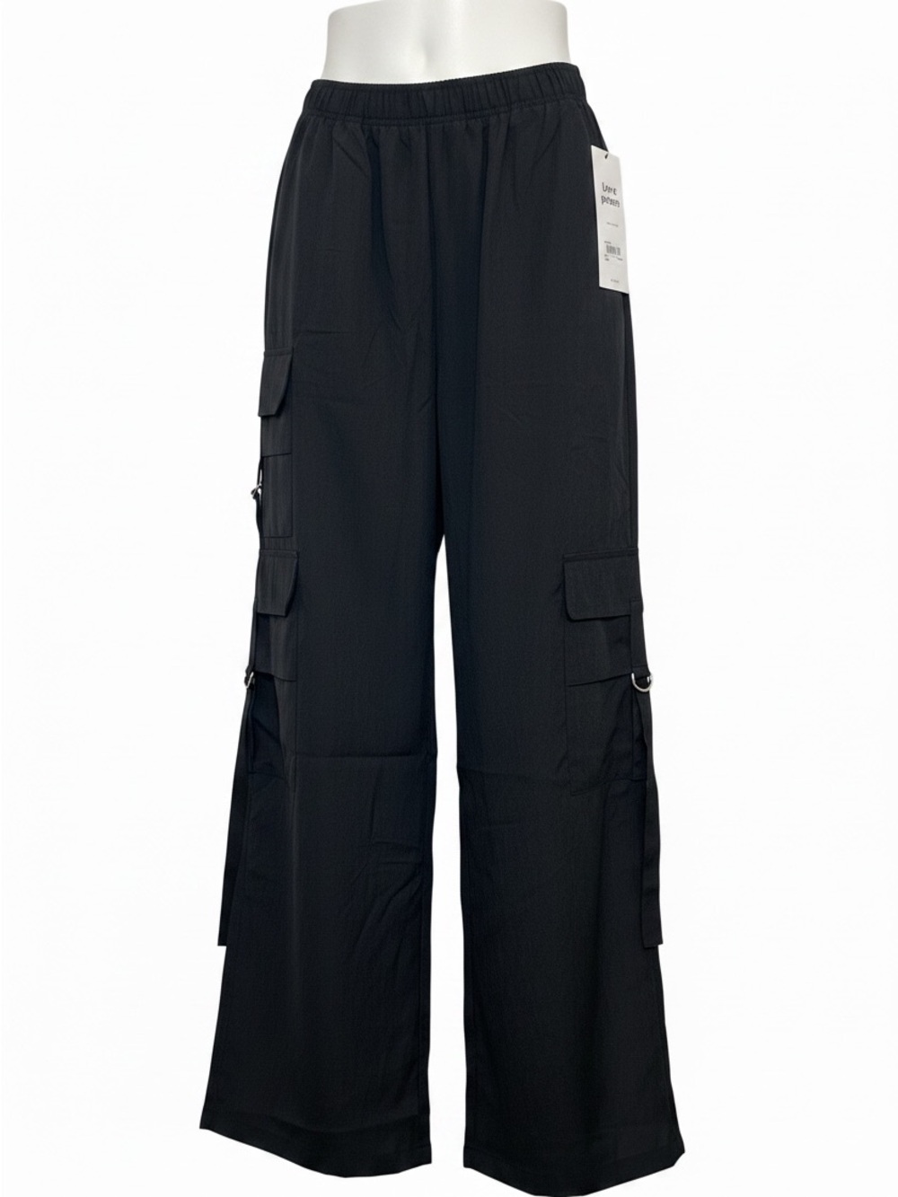 Wide Leg Cargo Pants - Black